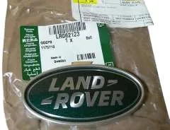 Genuine Land Rover Rear Oval Badge with Silver Plinth - Silver on Green LR062123